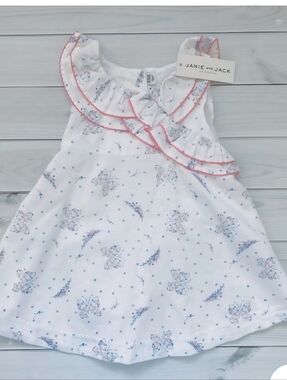 Janie and Jack White Dress with Pink Floral Accents